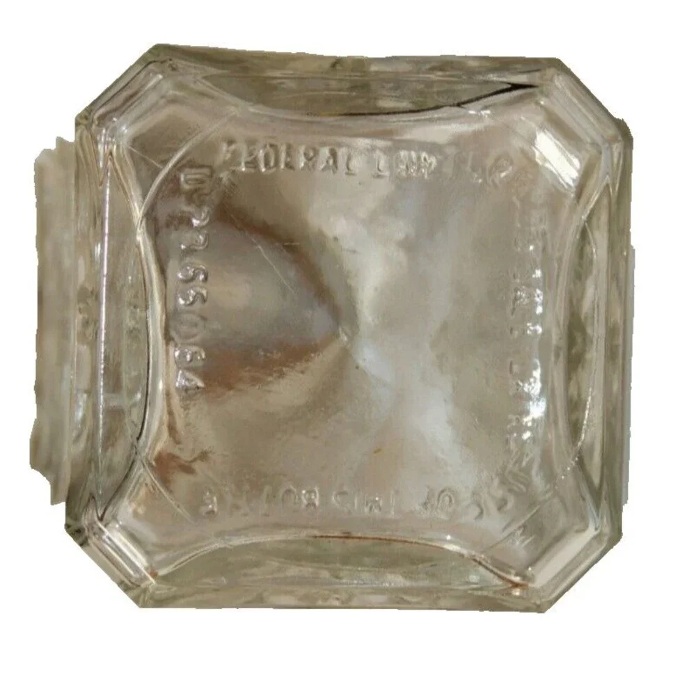 Vintage MCM Cut Glass Square Federal Whiskey Liquor Decanter & Stopper Barware